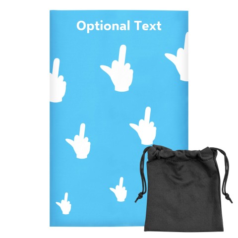Regular (38cm x 25cm) (Single Finger Icon) - Sky Blue - Stretch Polyester (Personalised with Text) with Small Black Storage Pouch