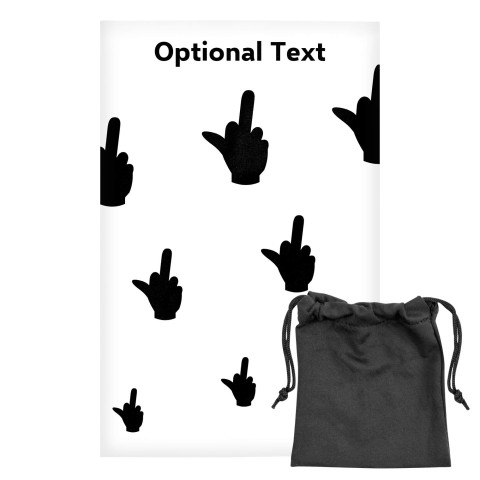 Regular (38cm x 25cm) (Single Finger Icon) - White - Stretch Polyester (Personalised with Text) with Small Black Storage Pouch