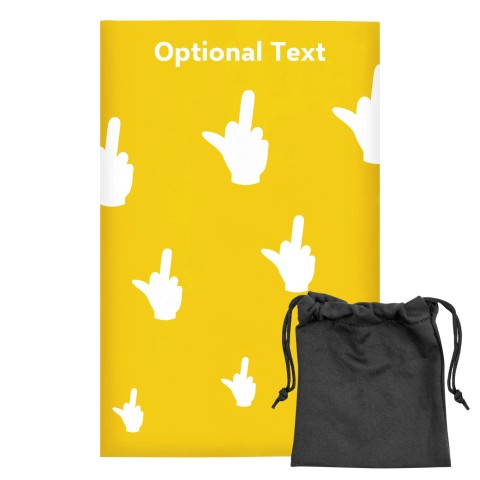 Regular (38cm x 25cm) (Single Finger Icon) - Yellow - Stretch Polyester (Personalised with Text) with Small Black Storage Pouch