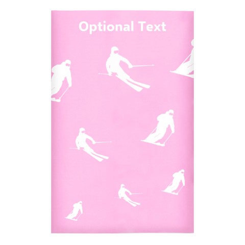 Regular (38cm x 25cm) (Skiing Icon) - Baby Pink - Stretch Polyester (Personalised with Text)