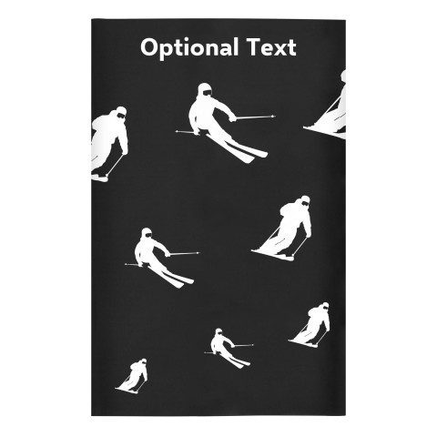 Regular (38cm x 25cm) (Skiing Icon) - Black - Stretch Polyester (Personalised with Text)