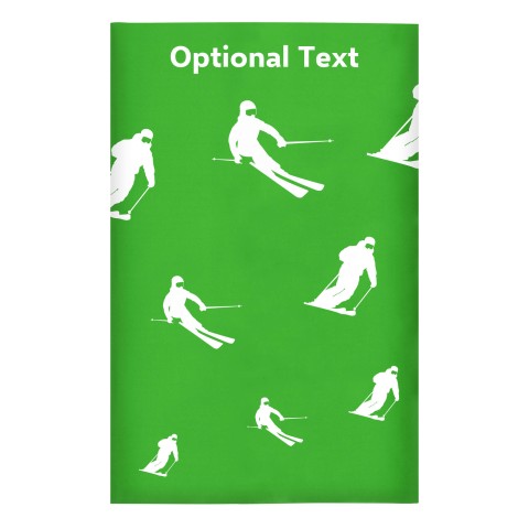 Regular (38cm x 25cm) (Skiing Icon) - Bright Green - Stretch Polyester (Personalised with Text)