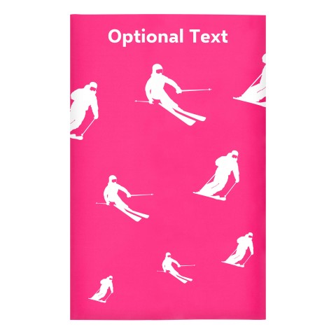 Regular (38cm x 25cm) (Skiing Icon) - Fuchsia Pink - Stretch Polyester (Personalised with Text)