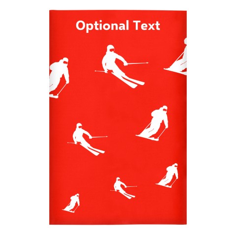Regular (38cm x 25cm) (Skiing Icon) - Red - Stretch Polyester (Personalised with Text)