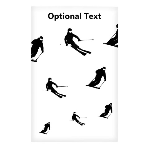 Regular (38cm x 25cm) (Skiing Icon) - White - Stretch Polyester (Personalised with Text)