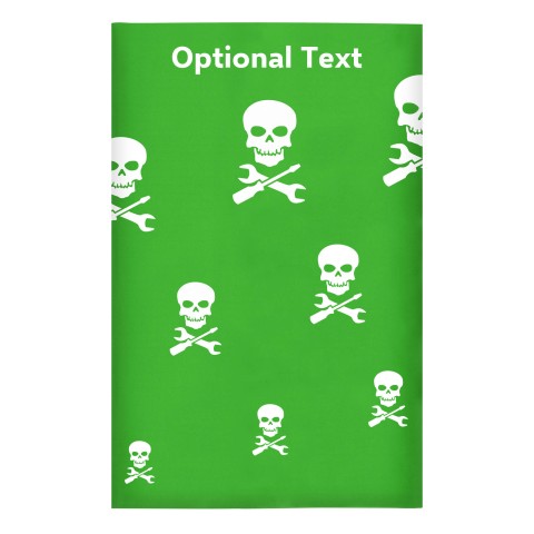 Regular (38cm x 25cm) (Skull & Spanner Icon) - Bright Green - Stretch Polyester (Personalised with Text)