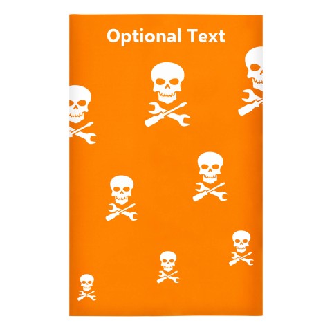 Regular (38cm x 25cm) (Skull & Spanner Icon) - Orange - Stretch Polyester (Personalised with Text)