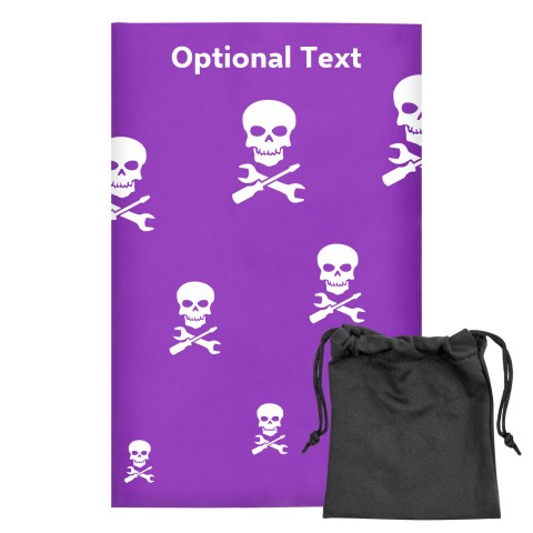 Regular (38cm x 25cm) (Skull & Spanner Icon) - Purple - Stretch Polyester (Personalised with Text) with Small Black Storage Pouch