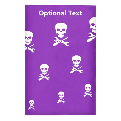 Regular (38cm x 25cm) (Skull & Spanner Icon) - Purple - Stretch Polyester (Personalised with Text)