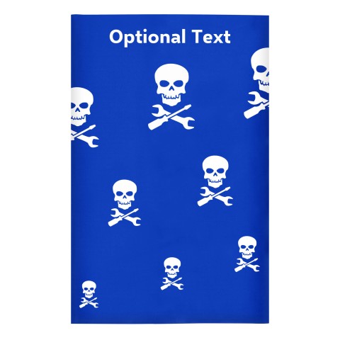 Regular (38cm x 25cm) (Skull & Spanner Icon) - Royal Blue - Stretch Polyester (Personalised with Text)