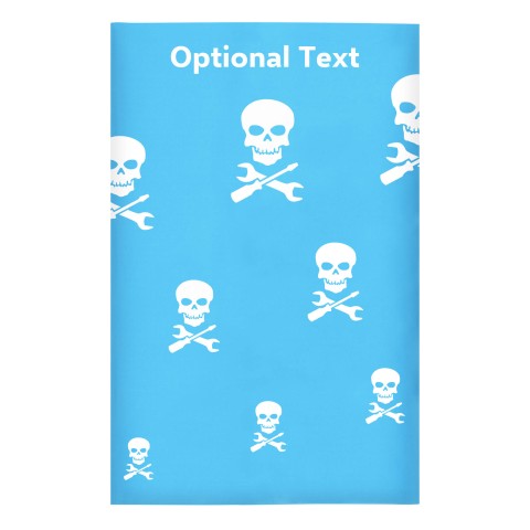 Regular (38cm x 25cm) (Skull & Spanner Icon) - Sky Blue - Stretch Polyester (Personalised with Text)