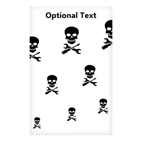 Regular (38cm x 25cm) (Skull & Spanner Icon) - White - Stretch Polyester (Personalised with Text)