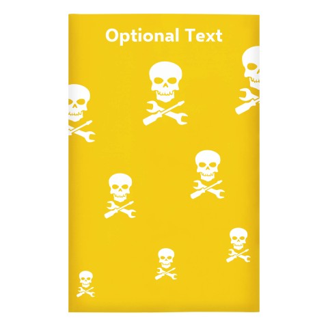 Regular (38cm x 25cm) (Skull & Spanner Icon) - Yellow - Stretch Polyester (Personalised with Text)