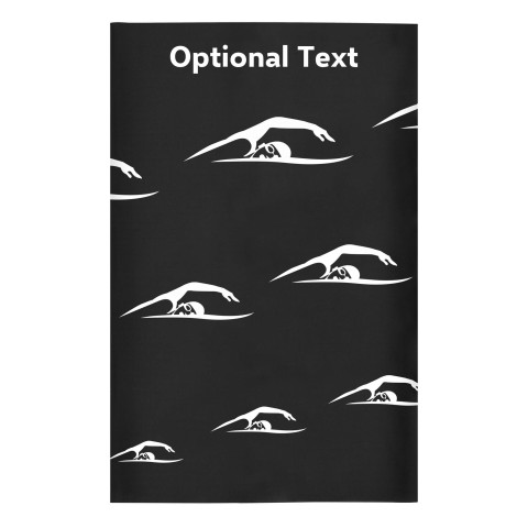 Regular (38cm x 25cm) (Swimming Icon) - Black - Stretch Polyester (Personalised with Text)