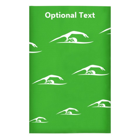 Regular (38cm x 25cm) (Swimming Icon) - Bright Green - Stretch Polyester (Personalised with Text)