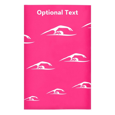 Regular (38cm x 25cm) (Swimming Icon) - Fuchsia Pink - Stretch Polyester (Personalised with Text)