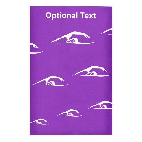 Regular (38cm x 25cm) (Swimming Icon) - Purple - Stretch Polyester (Personalised with Text)