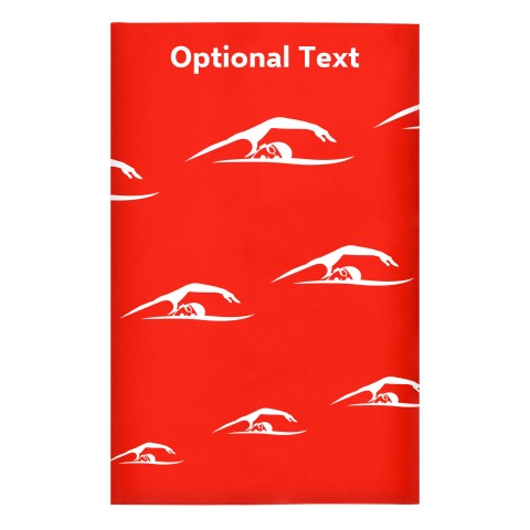 Regular (38cm x 25cm) (Swimming Icon) - Red - Stretch Polyester (Personalised with Text)