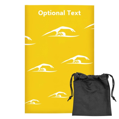 Regular (38cm x 25cm) (Swimming Icon) - Yellow - Stretch Polyester (Personalised with Text) with Small Black Storage Pouch