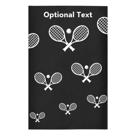 Regular (38cm x 25cm) (Tennis Icon) - Black - Stretch Polyester (Personalised with Text)