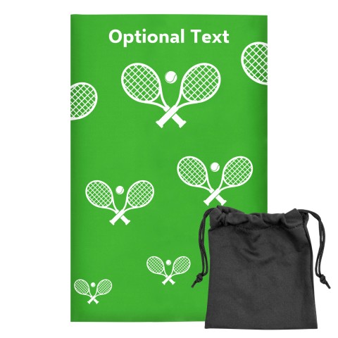 Regular (38cm x 25cm) (Tennis Icon) - Bright Green - Stretch Polyester (Personalised with Text) with Small Black Storage Pouch