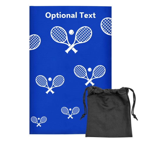 Regular (38cm x 25cm) (Tennis Icon) - Royal Blue - Stretch Polyester (Personalised with Text) with Small Black Storage Pouch