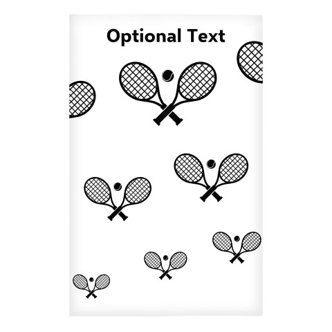 Regular (38cm x 25cm) (Tennis Icon) - White - Stretch Polyester (Personalised with Text)