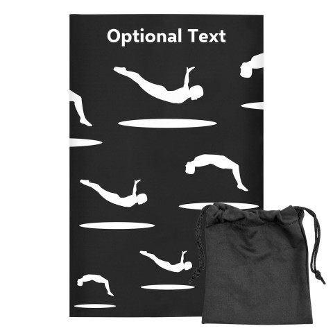 Regular (38cm x 25cm) (Trampolining Icon) - Black - Stretch Polyester (Personalised with Text) with Small Black Storage Pouch