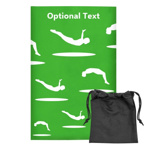 Regular (38cm x 25cm) (Trampolining Icon) - Bright Green - Stretch Polyester (Personalised with Text) with Small Black Storage Pouch