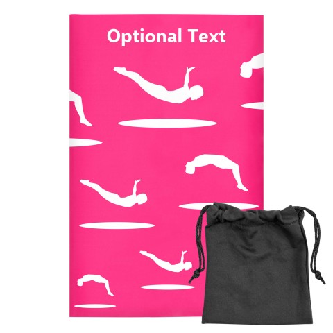 Regular (38cm x 25cm) (Trampolining Icon) - Fuchsia Pink - Stretch Polyester (Personalised with Text) with Small Black Storage Pouch