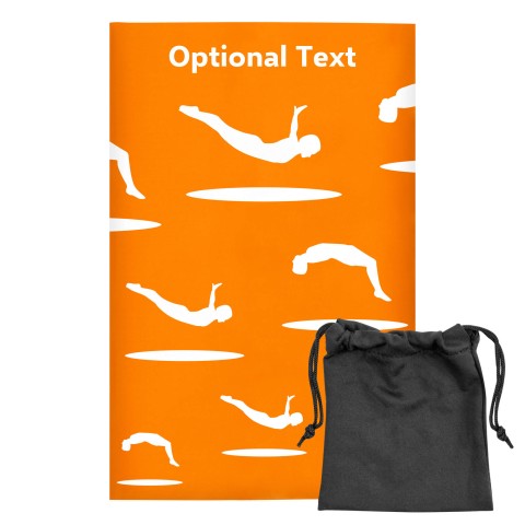 Regular (38cm x 25cm) (Trampolining Icon) - Orange - Stretch Polyester (Personalised with Text) with Small Black Storage Pouch