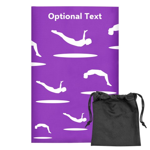 Regular (38cm x 25cm) (Trampolining Icon) - Purple - Stretch Polyester (Personalised with Text) with Small Black Storage Pouch
