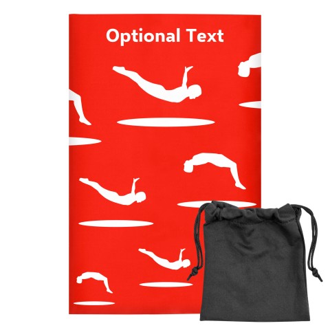 Regular (38cm x 25cm) (Trampolining Icon) - Red - Stretch Polyester (Personalised with Text) with Small Black Storage Pouch