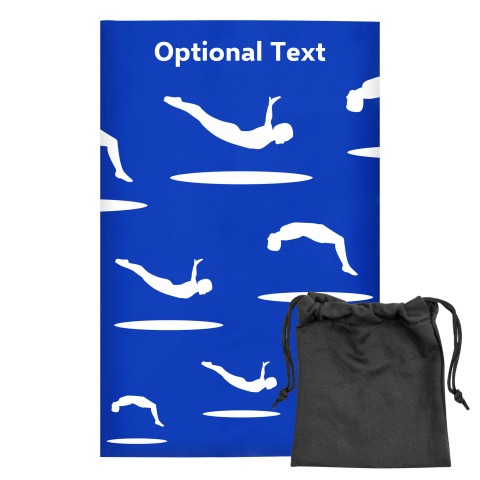 Regular (38cm x 25cm) (Trampolining Icon) - Royal Blue - Stretch Polyester (Personalised with Text) with Small Black Storage Pouch
