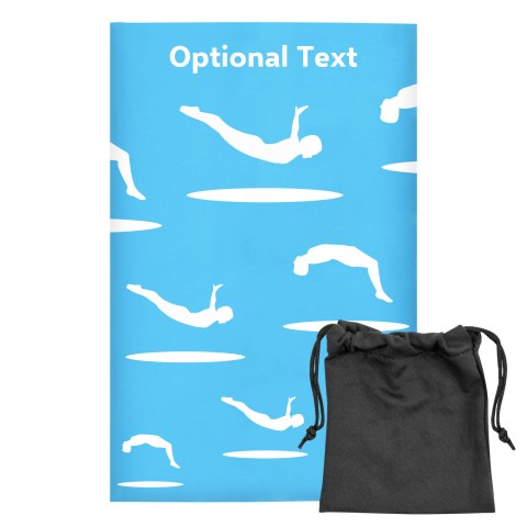 Regular (38cm x 25cm) (Trampolining Icon) - Sky Blue - Stretch Polyester (Personalised with Text) with Small Black Storage Pouch