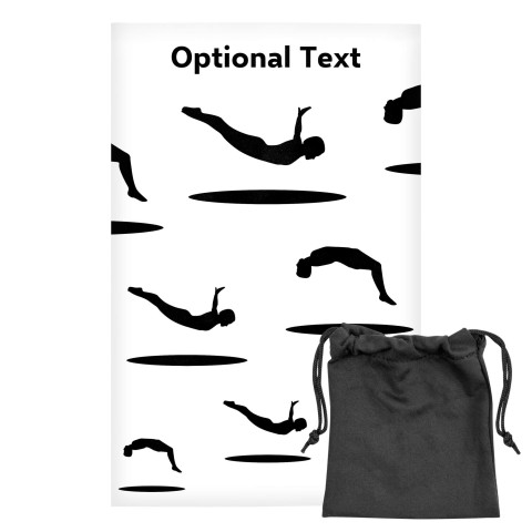 Regular (38cm x 25cm) (Trampolining Icon) - White - Stretch Polyester (Personalised with Text) with Small Black Storage Pouch