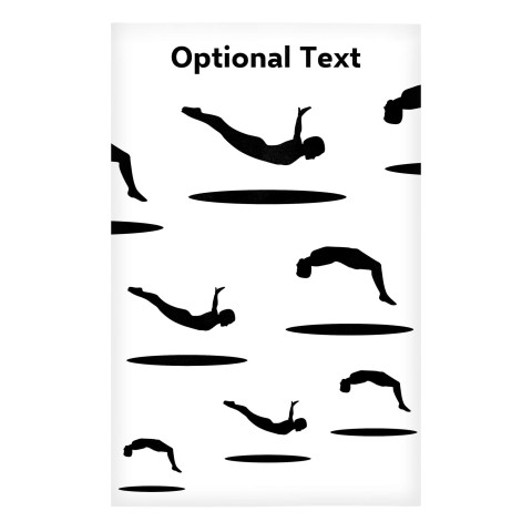 Regular (38cm x 25cm) (Trampolining Icon) - White - Stretch Polyester (Personalised with Text)