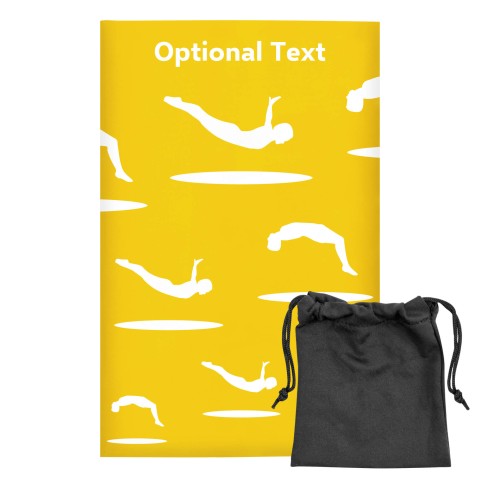 Regular (38cm x 25cm) (Trampolining Icon) - Yellow - Stretch Polyester (Personalised with Text) with Small Black Storage Pouch