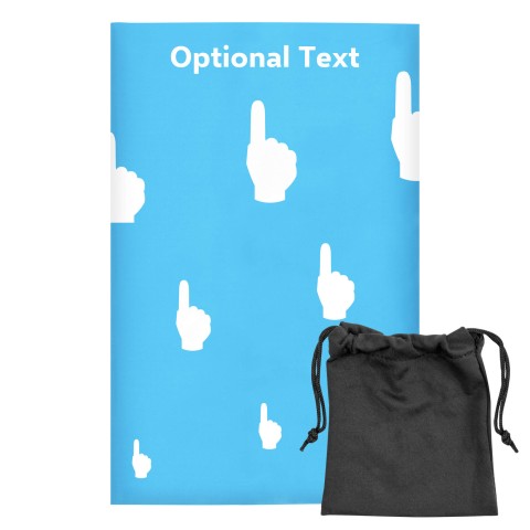 Regular (38cm x 25cm) (We Are No. 1 Icon) - Sky Blue - Stretch Polyester (Personalised with Text) with Small Black Storage Pouch