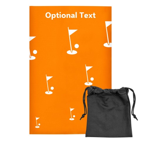 Regular (38cm x 25cm) (Golf Icon) - Orange - Stretch Polyester (Personalised with Text) with Small Black Storage Pouch