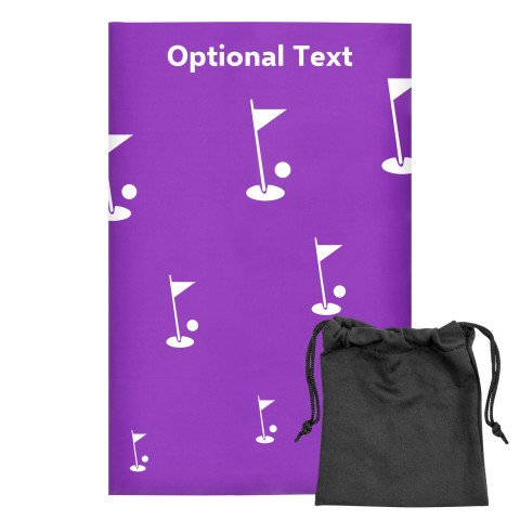 Regular (38cm x 25cm) (Golf Icon) - Purple - Stretch Polyester (Personalised with Text) with Small Black Storage Pouch