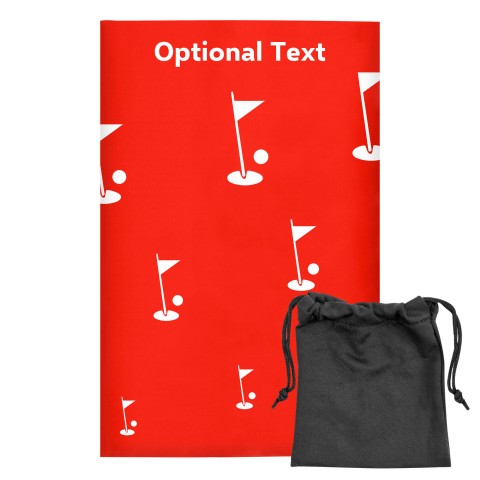 Regular (38cm x 25cm) (Golf Icon) - Red - Stretch Polyester (Personalised with Text) with Small Black Storage Pouch