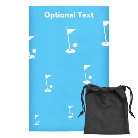 Regular (38cm x 25cm) (Golf Icon) - Sky Blue - Stretch Polyester (Personalised with Text) with Small Black Storage Pouch