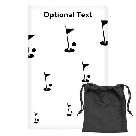 Regular (38cm x 25cm) (Golf Icon) - White - Stretch Polyester (Personalised with Text) with Small Black Storage Pouch