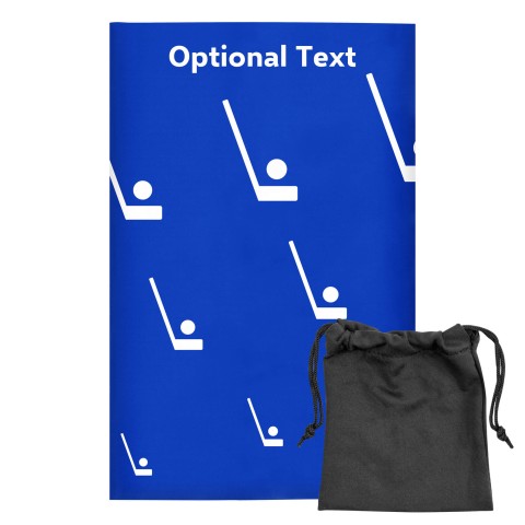 Regular (38cm x 25cm) (Hockey Icon) - Royal Blue - Stretch Polyester (Personalised with Text) with Small Black Storage Pouch