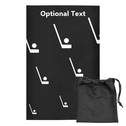 Regular (38cm x 25cm) (Hockey Icon) - Black - Stretch Polyester (Personalised with Text) with Small Black Storage Pouch