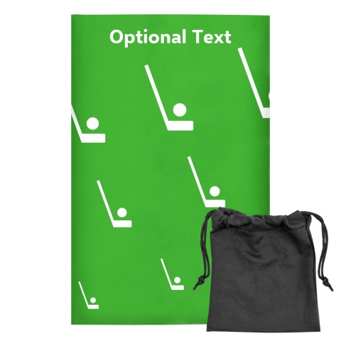 Regular (38cm x 25cm) (Hockey Icon) - Bright Green - Stretch Polyester (Personalised with Text) with Small Black Storage Pouch