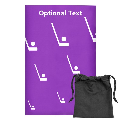 Regular (38cm x 25cm) (Hockey Icon) - Purple - Stretch Polyester (Personalised with Text) with Small Black Storage Pouch