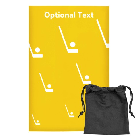 Regular (38cm x 25cm) (Hockey Icon) - Yellow - Stretch Polyester (Personalised with Text) with Small Black Storage Pouch