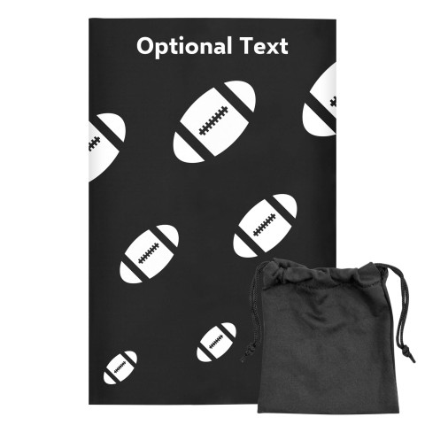 Regular (38cm x 25cm) (Rugby Icon) - Black - Stretch Polyester (Personalised with Text) with Small Black Storage Pouch
